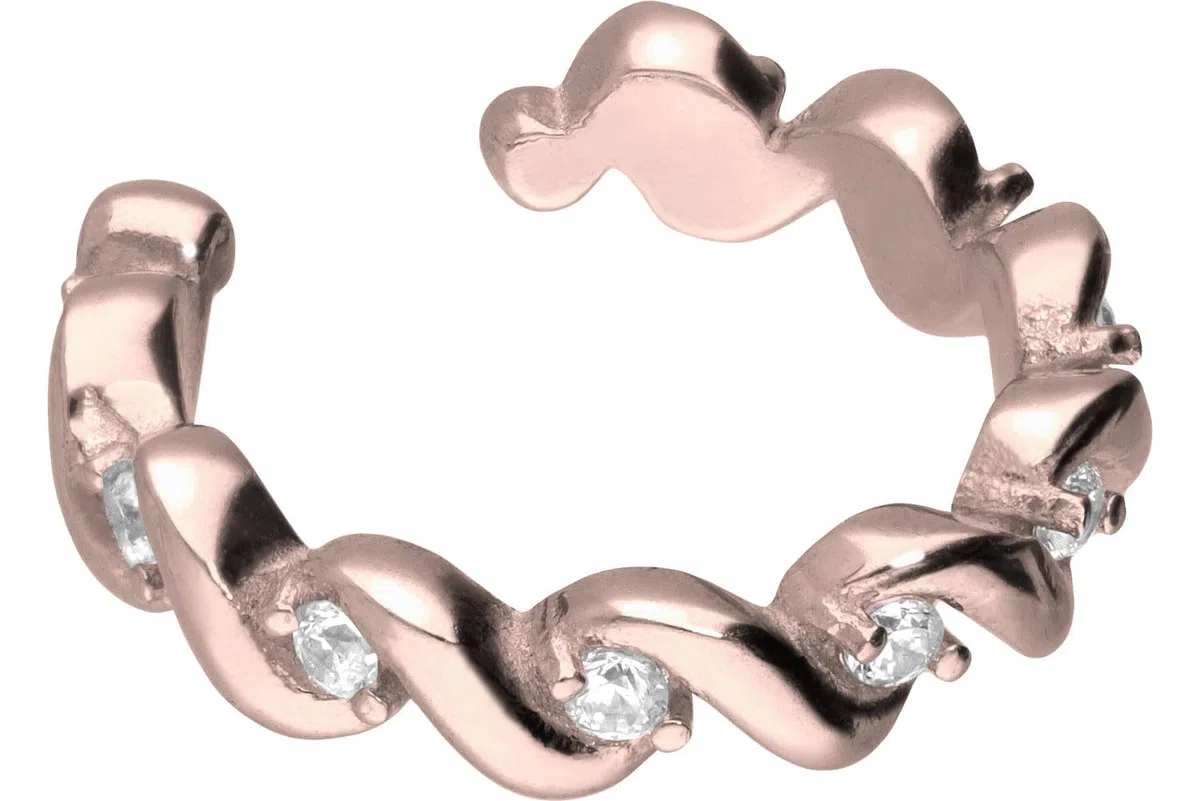 PIERCINGLINE Chirurgenstahl Fake Ohrring Ohrklemme Ear Cuff GEFLOCHTEN + EINGEFASSTE KRISTALLE 4 stylischen Farben
