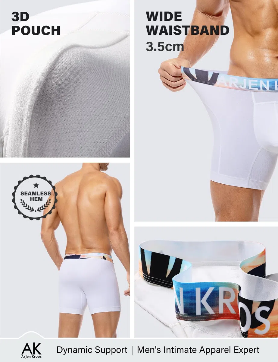 Arjen Kroos Sport Boxershorts Herren Lang 3er Pack Unterwäsche Lange Unterhosen Männer funktionsunterhose