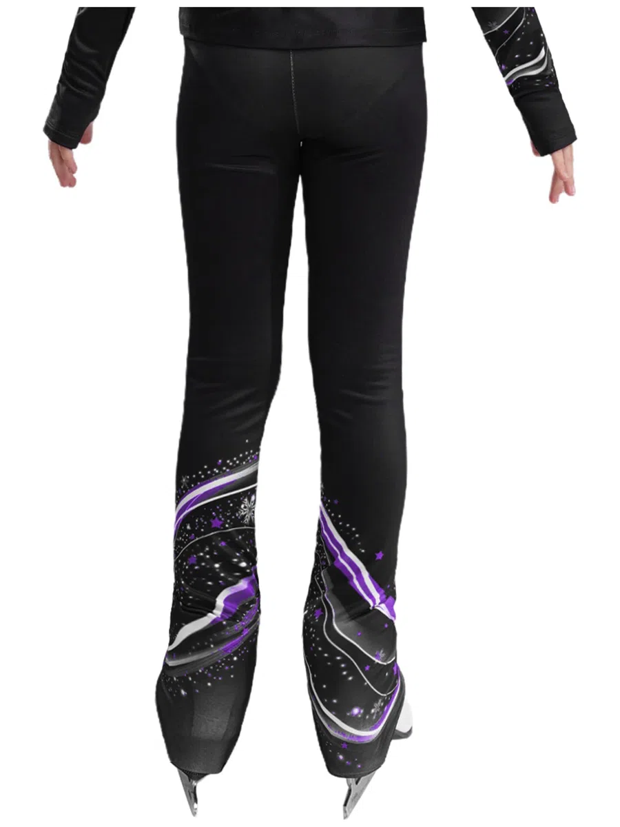 Freebily Kinder Mädchen Eislaufhose Glitzer Strass Eislauf Thermo Leggins Eislaufen Gymnastik Sport Training Hose