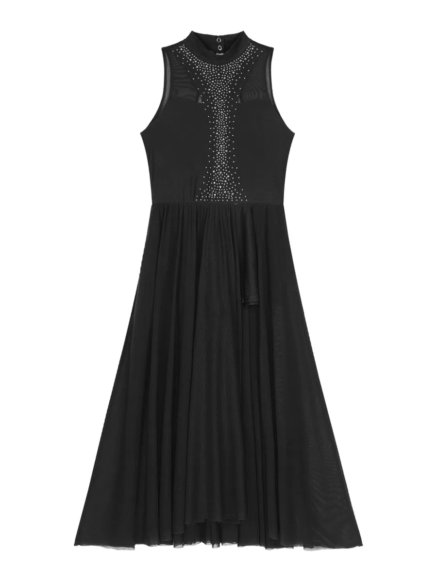 Freebily Frauen Tanzkleid Glitzer Lyrisch Latin Ballsaal Walzer Kleid Tanz Ballett Leotard Swing Kleid Moderne Tanzkostüme Contemporary Dance Dress