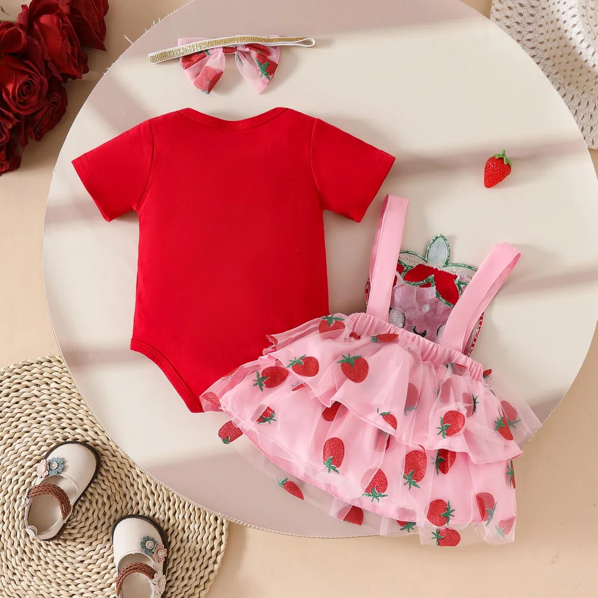 Baby Mädchen Kleidung für Neugeborene gerüschte Oberteile Sonnenblumen Hosenträgerröcke mit Stirnband Sommer Outfits