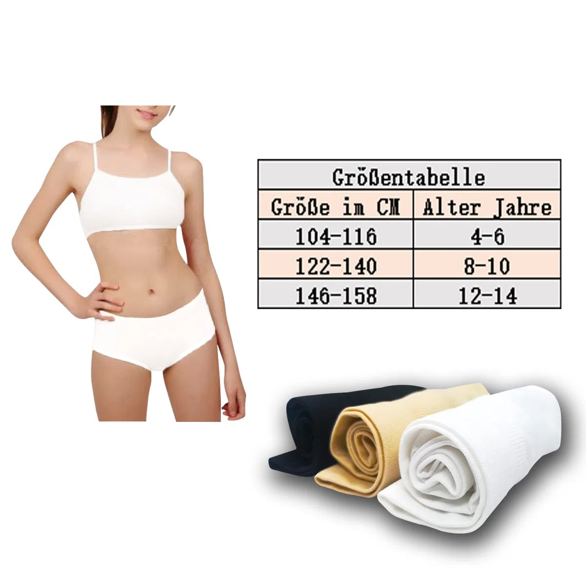 MRCC 6/8er Pack Mädchen Bustier Trainings-BH Nahtloser Sport-BH Nicht gepolstert mit Spaghettiträger