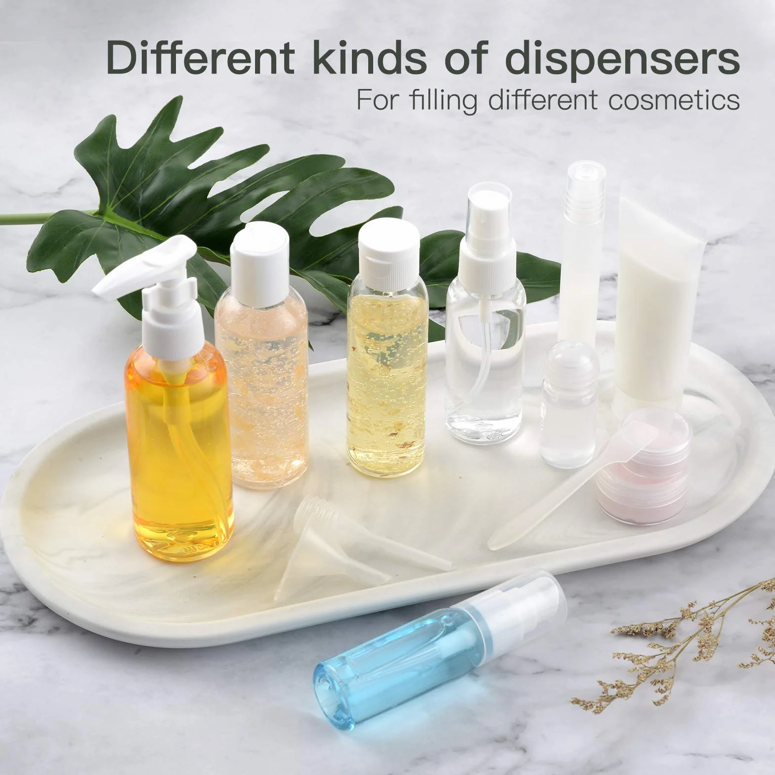 Toureal 14 Stück Leere Reiseflaschen Set (Max.100ml) Reisegrößen Behälter zum befüllen, Reiseset Flaschen für Kosmetik Flugzeug (Transparent)