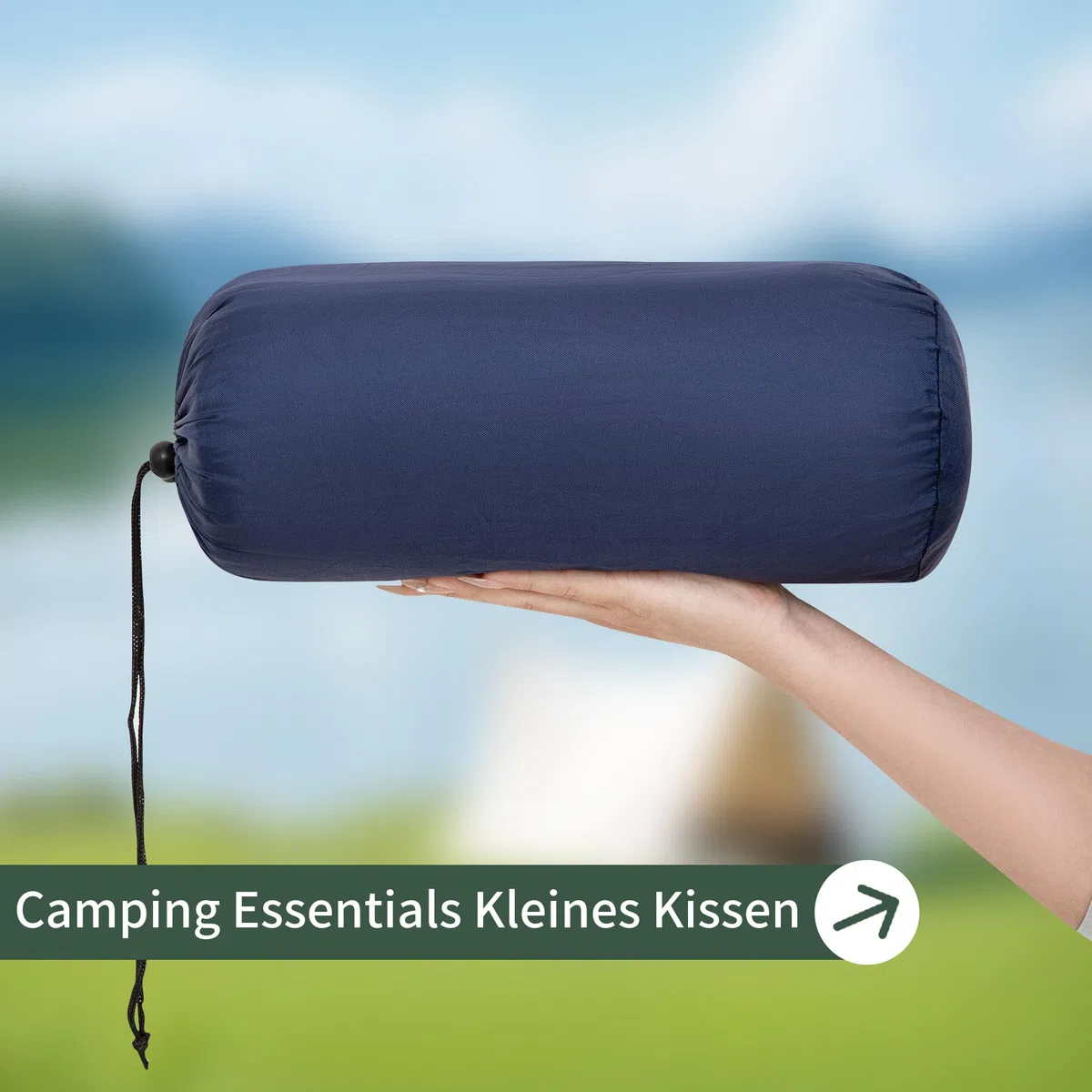 Reisekissen Memory Foam, Reisekopfkissen, Camping Kissen mit Packsack, Ideal für Auto, Flugzeug und Rucksackreisen, Kleines Kissen 42x24x12 cm, mit Waschbarem Kissenbezug