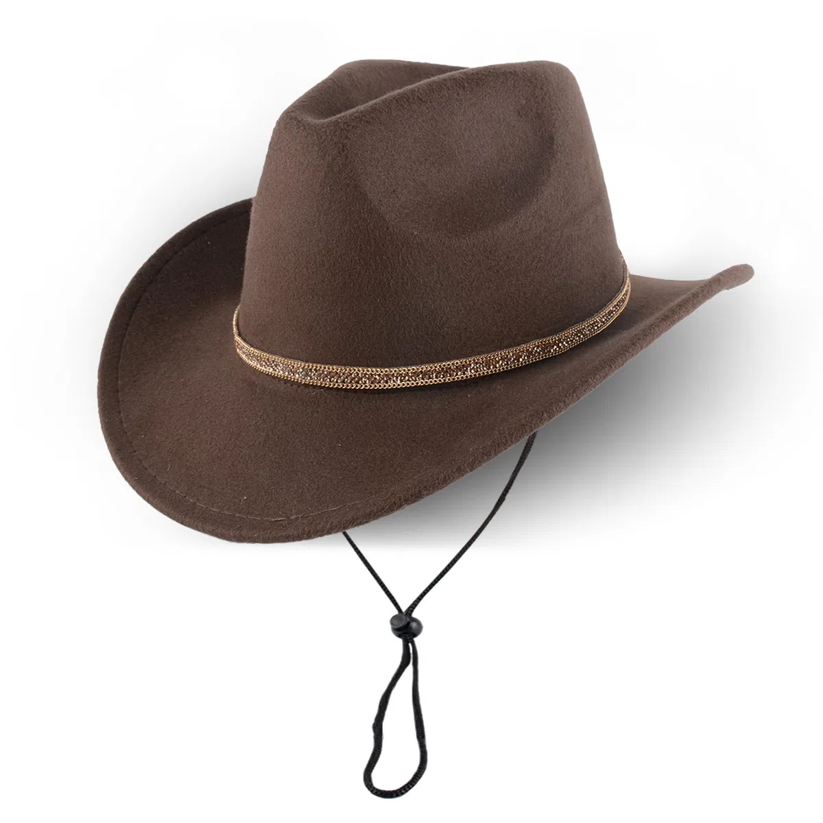 Unisex Cowboyhut aus Filz mit breiter Krempe und Band, Jeanshut für den Outdoor-Western-Stil, Accessoires für Damen und Herren, Kaffee