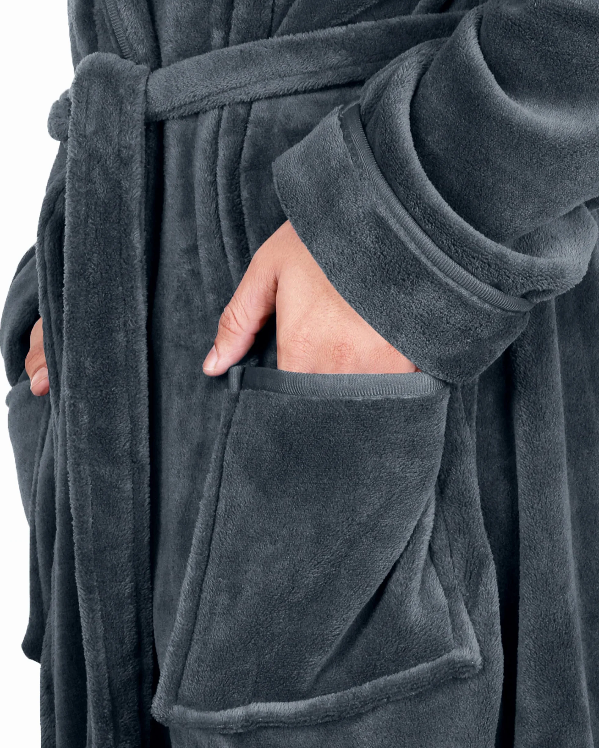 NY Threads Bademantel Herren Flauschig Fleece Kuschelig weich Schalkragen Morgenmantel fur männer