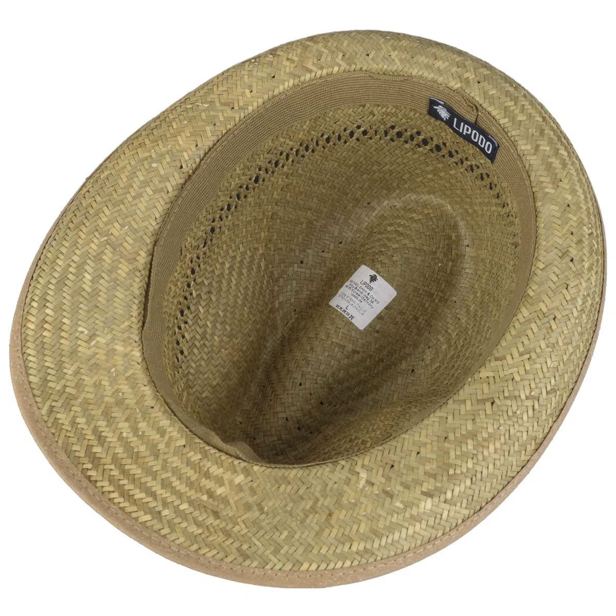 Lipodo Classic Trilby Strohhut Ripsband Uni einfarbig Made in Italy Damen und Herren Frühling Sommer