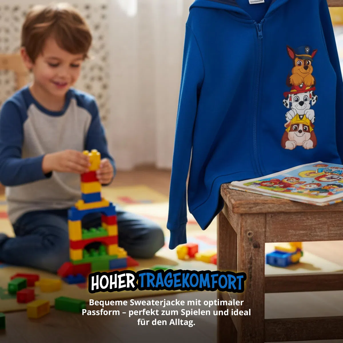 United Labels Paw Patrol Sweatjacke mit Kapuze für Jungen, Blau, Kapuzenpullover mit Reißverschluss, Hoodie Kapuzenjacke für Kinder