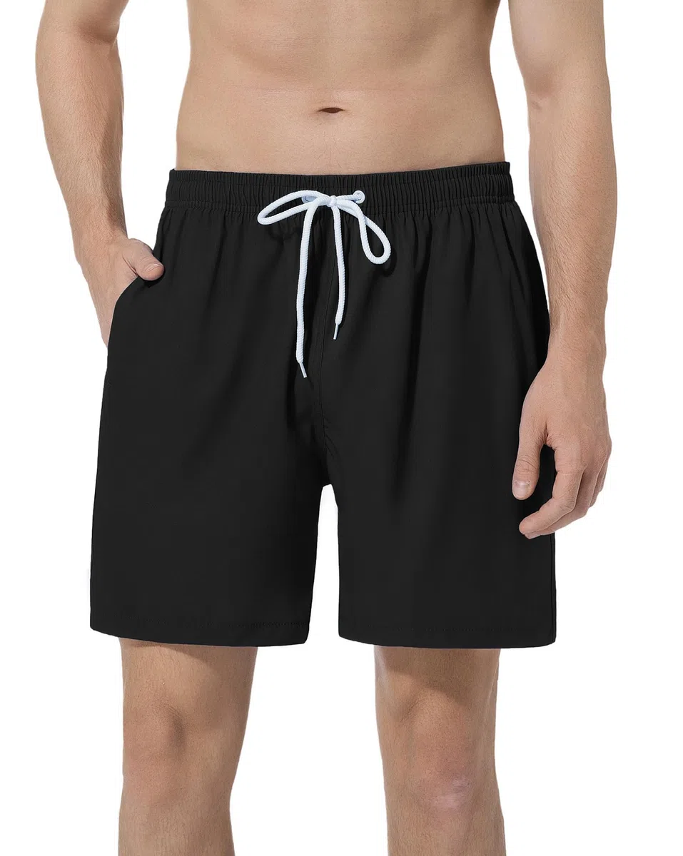 6″Herren Badehose mit Innenslip & Taschen, Quick Dry Atmungsaktive Badeshorts mit Gummibund & Kordelzug für Swim Sport Laufen