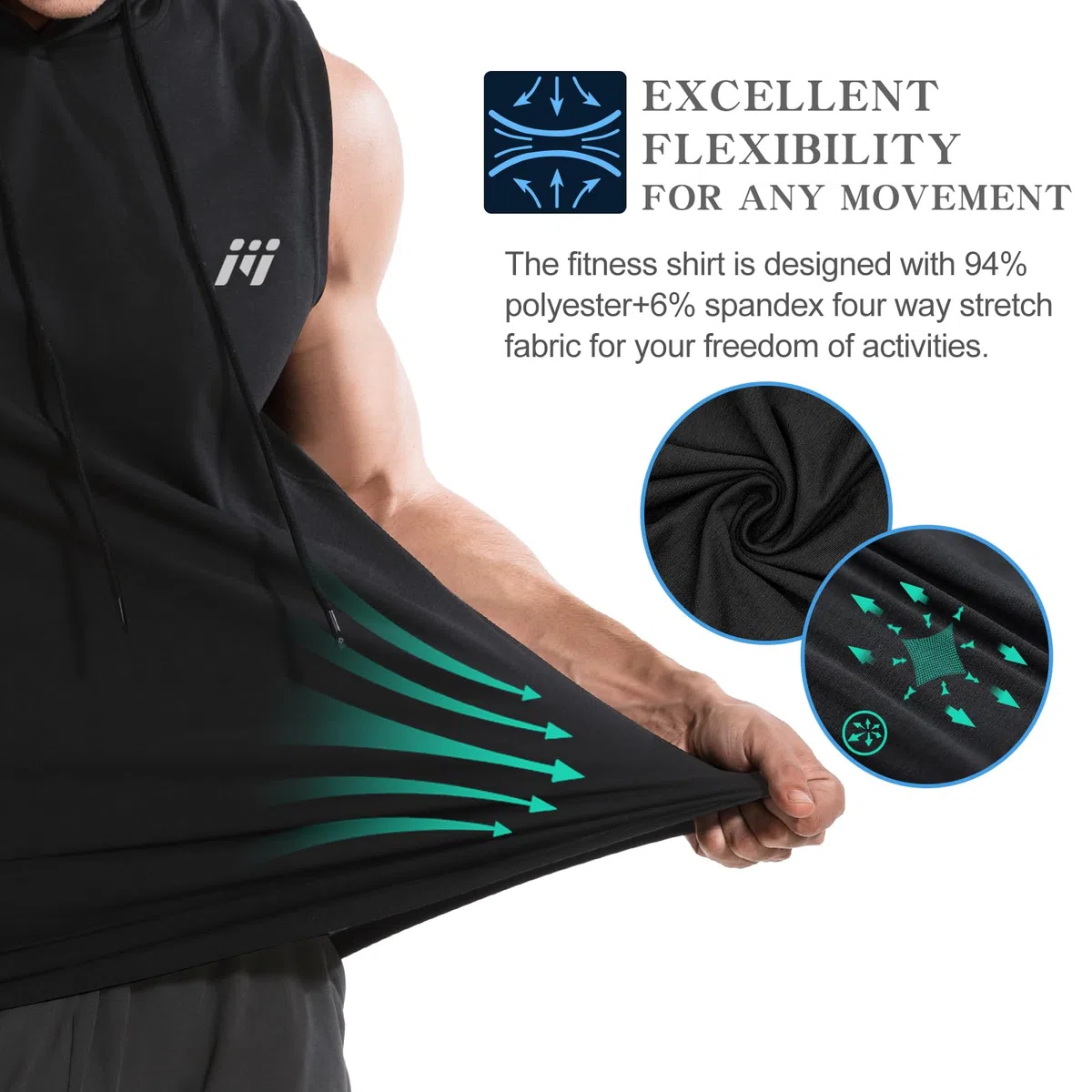 MEETWEE Herren Tank Top, Sportshirt mit Kapuze Ärmelloses/Langarm Muskelshirts Fitness Sleeveless Shirt Atmungsaktiv Laufshirt Achselshirts Hoodie für Gym Running Training