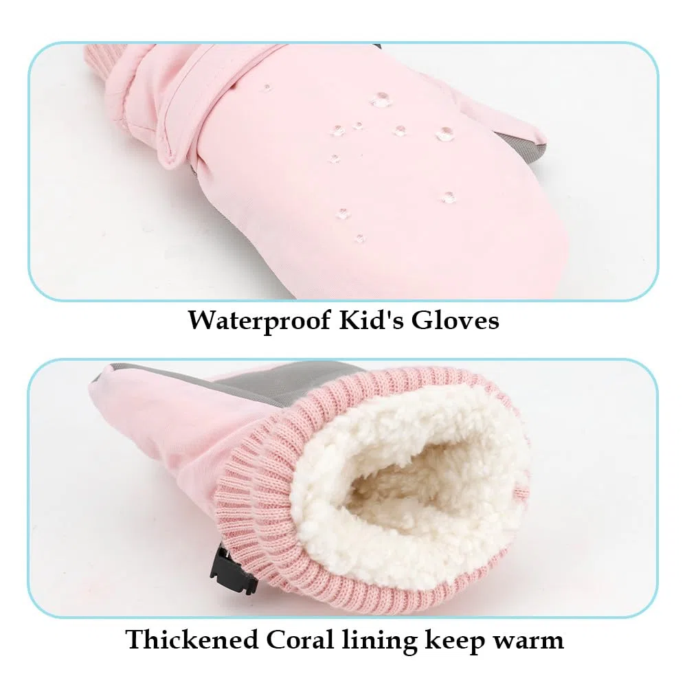 Skihandschuhe Kinder Wasserdicht Winddicht Warme Winter Fäustlinge für 2-8 Jahre Junge und Mädchen Schneehandschuhe für Skifahren, Snowboard, Radeln
