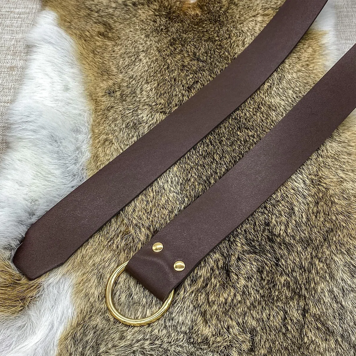 HiiFeuer Mittelalter Geprägter O-Ring Gürtel mit Nordisch Geprägter Gürteltasche, Vintage Kunstleder Gürtel und Seitentasche Set für LARP