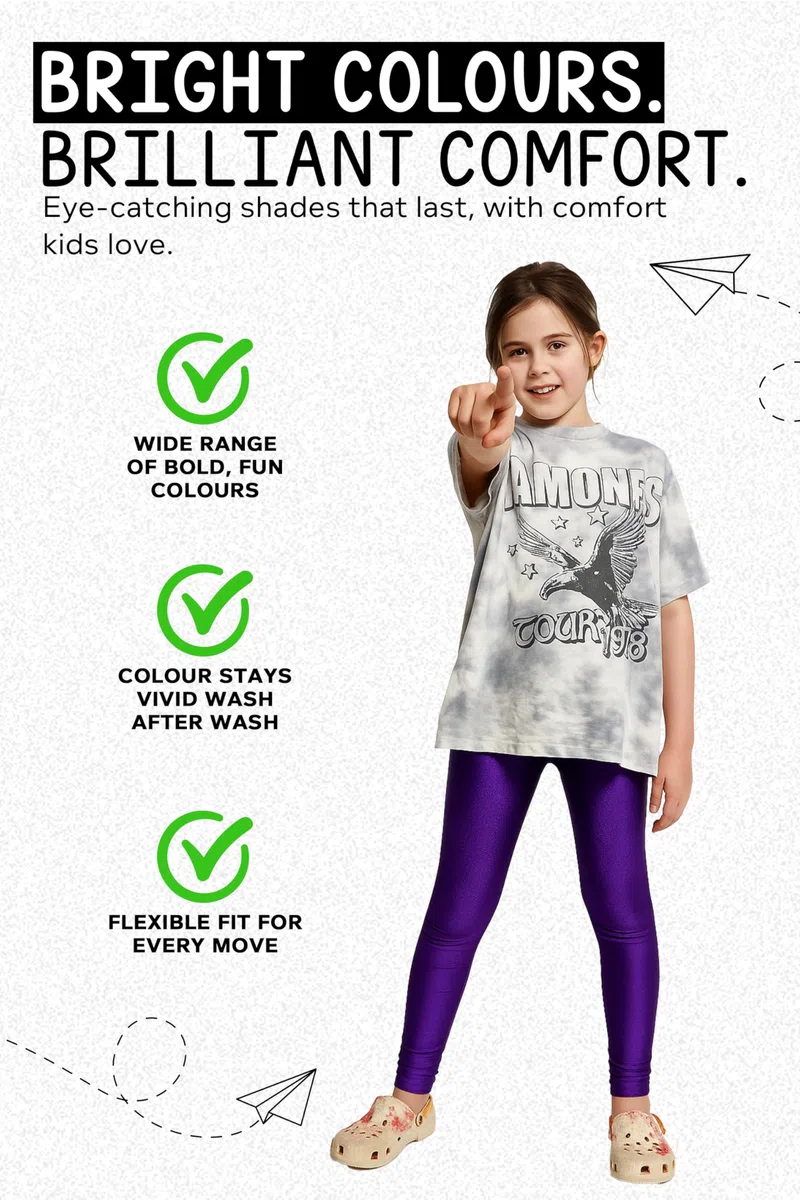 Re Tech UK - Mädchen Leggings - für Gymnastik, Tanzen & Ballett - glänzend - ohne Füße - elastisch - Neonfarben