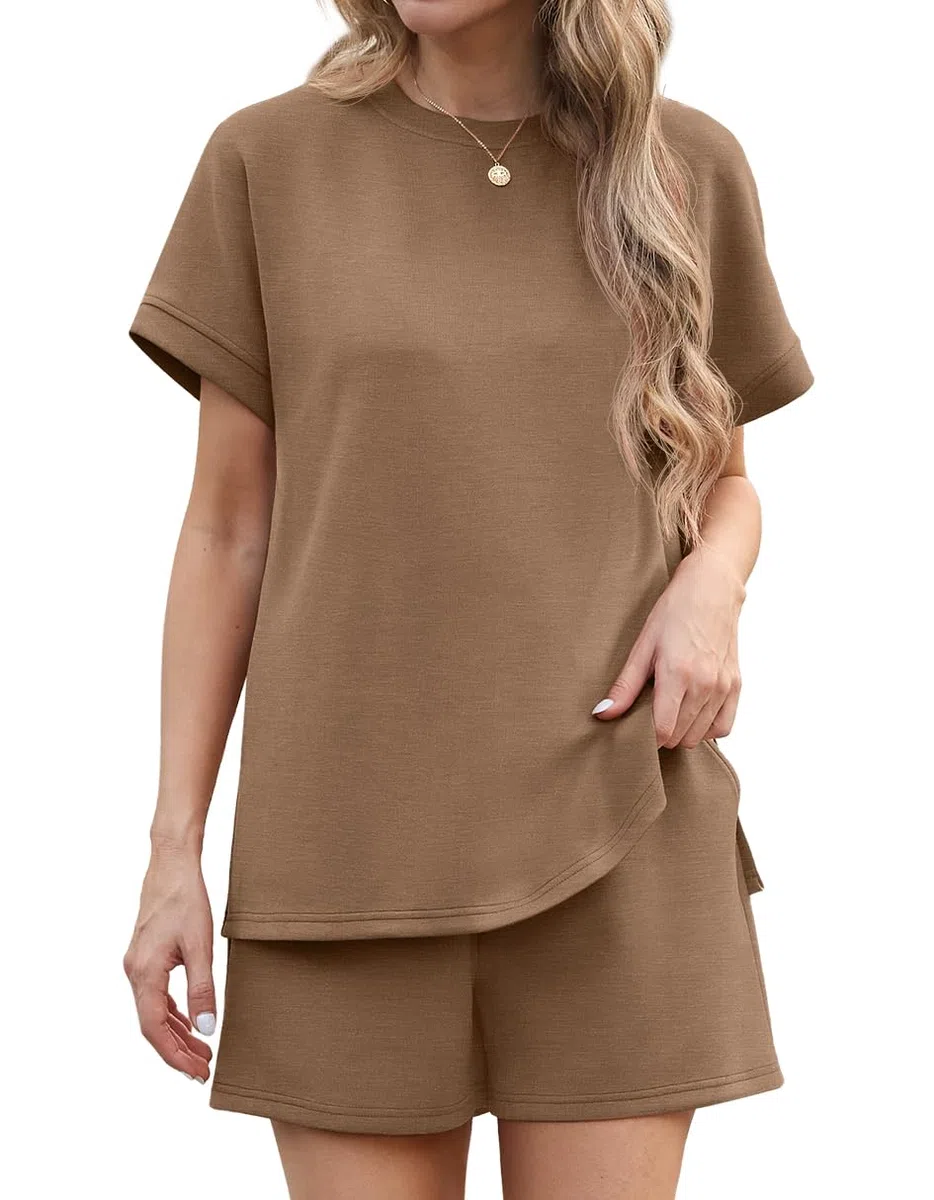 IWOLLENCE Hausanzug Damen Zweiteiler Sport Set Loungewear Damen Tracksuit mit Elastischem Bund und Taschen
