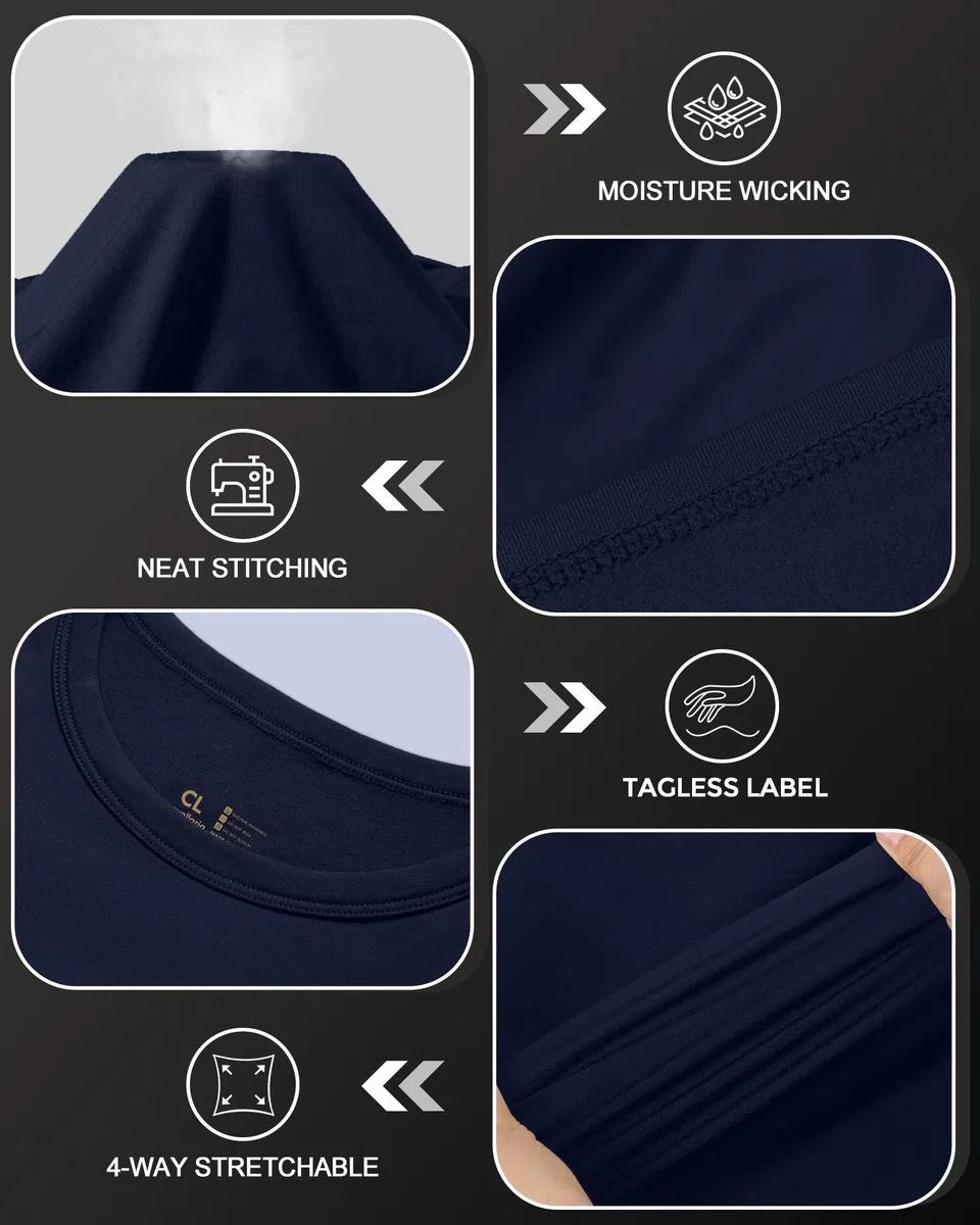 CL convallaria Thermounterwäsche Unterhemd Herren Thermoshirt Langarm Innenfleece Funktionsunterwäsche Thermo Oberteil 2er/3er Pack