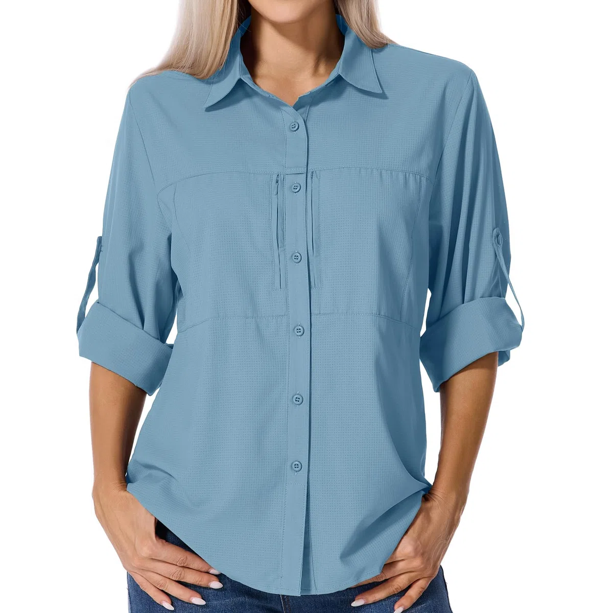 Shirts Damen UV Shirt UPF 50+ Safari Kleidung Wanderbluse Damen Hemdbluse Outdoor Atmungsaktiv Quick Dry Sonnenschutz Langarmshirt Bluse