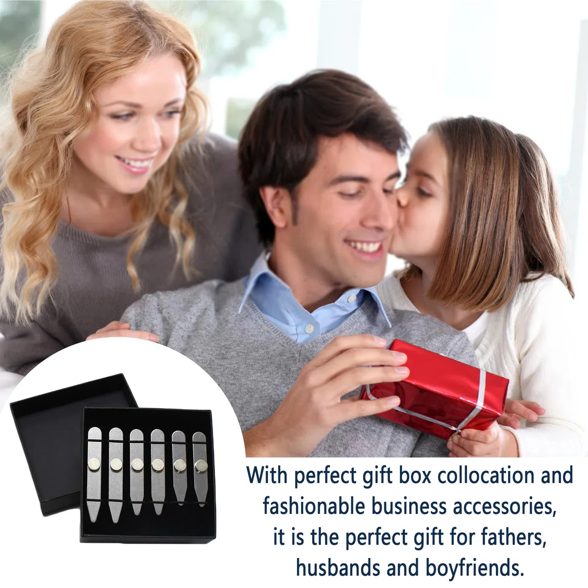 KragenstäBchen,Collar Stays,Metall Hemdkragen Hemdkragen StäBchen,Hemdkragen-EckstüCk,Silberner Hemdkragenhalter,KragenstäBchen Set,FüR vatertagsgeschenk für papa