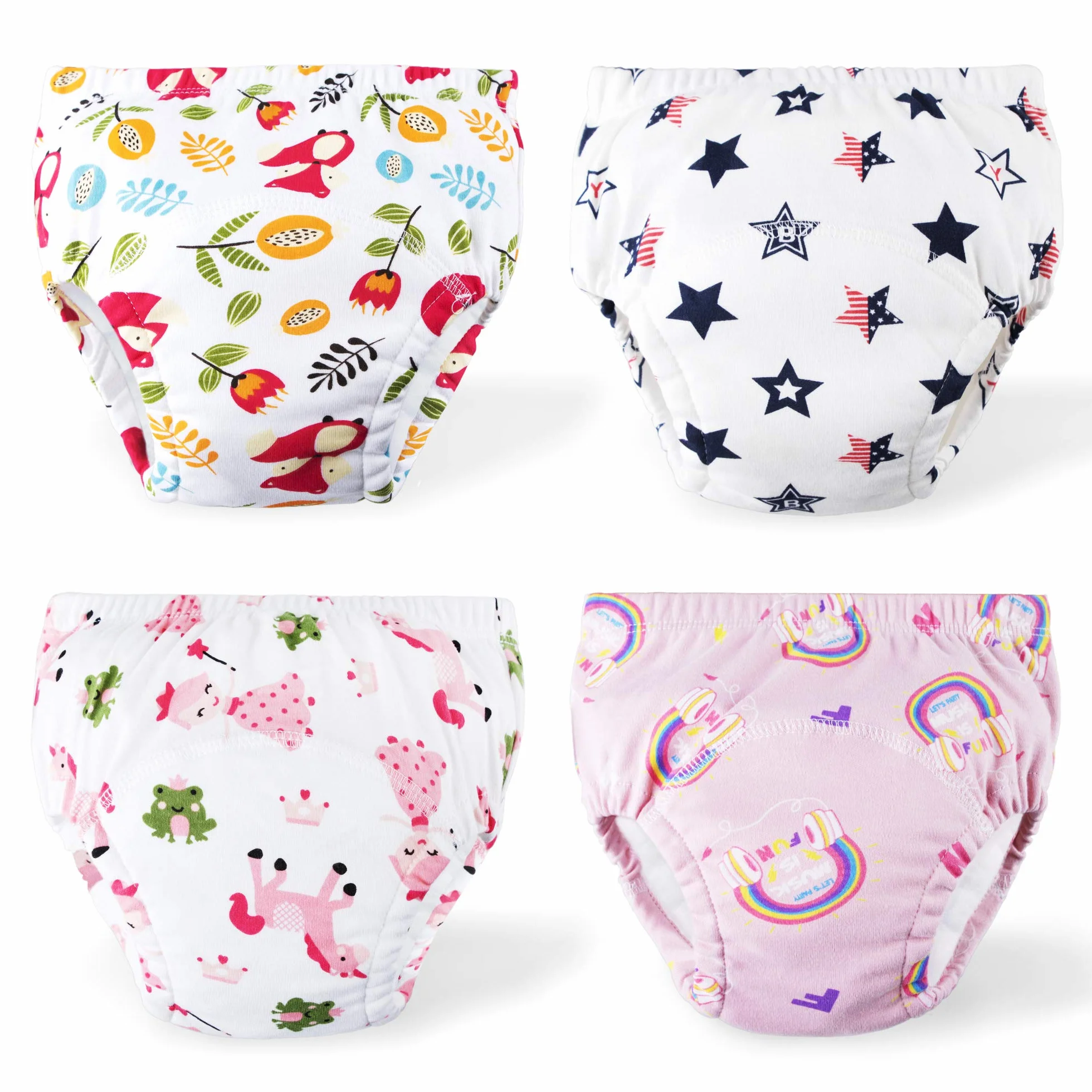 Töpfchentrainingsunterwäsche Mädchen 2T, 3T, 4T, Kleinkind-Unterwäsche für Babys und Mädchen, 4 Stück