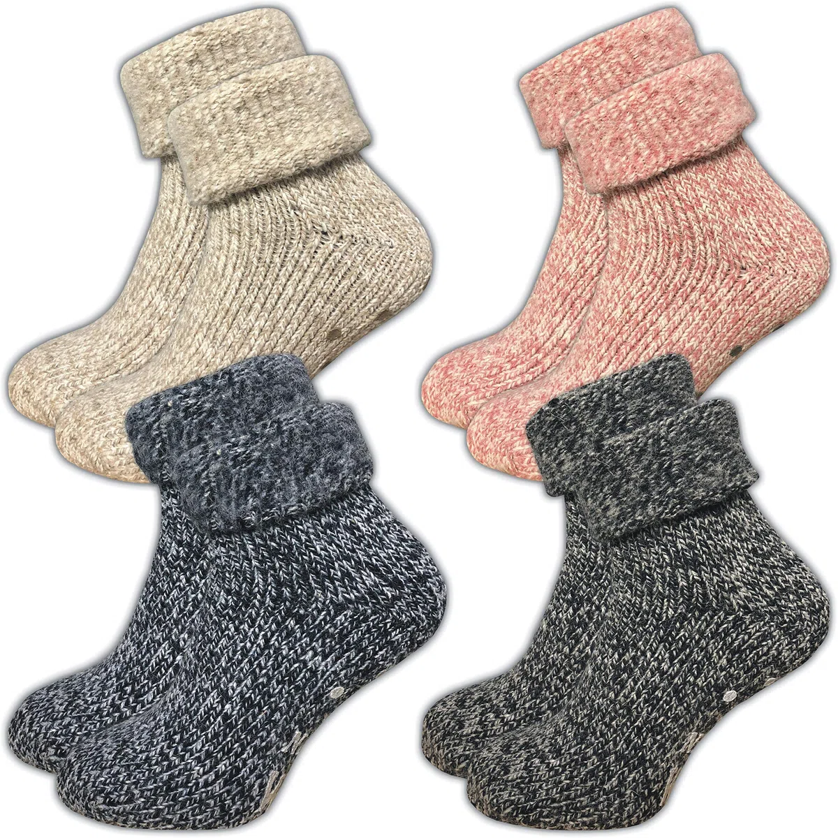 Damen Stoppersocken aus Wolle | ABS Sohle (1er-Pack | 4er-Pack)