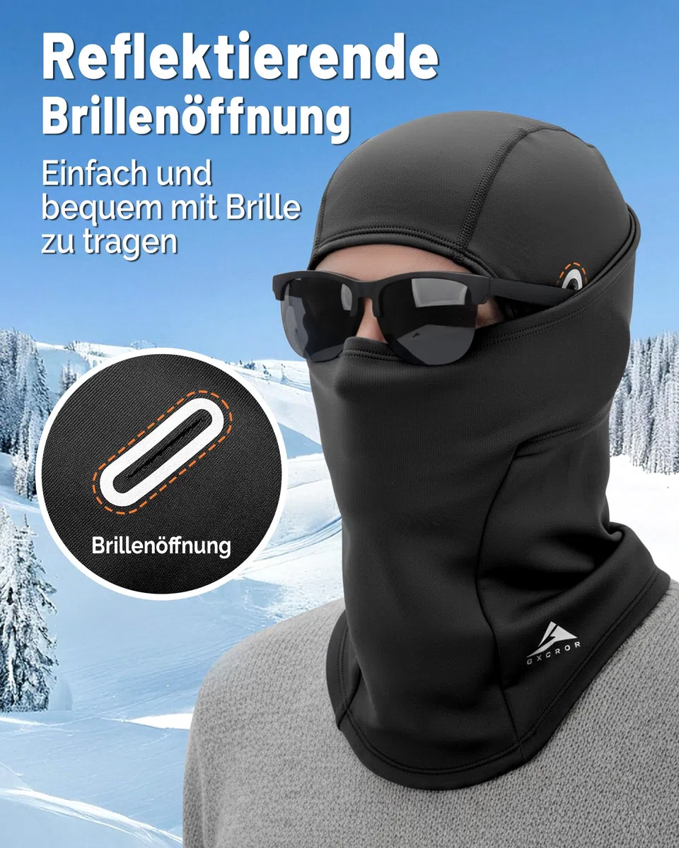 GXCROR Sturmhaube Balaclava Skimaske – doppellagig, Winddicht & warm für Winter, Motorrad, Ski, Unisex