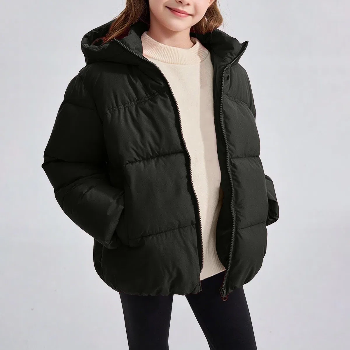 XINYUNZU Mädchen Winterjacke Warme Puffer Jacke Daunenjacke Kuscheljacke Kinderjacke Casual Coat Girl Dicke Steppjacke Pufferjacke Kapuzenjacke Daunenjacke Outdoor Jacken für Kinder 2-12 Jahre