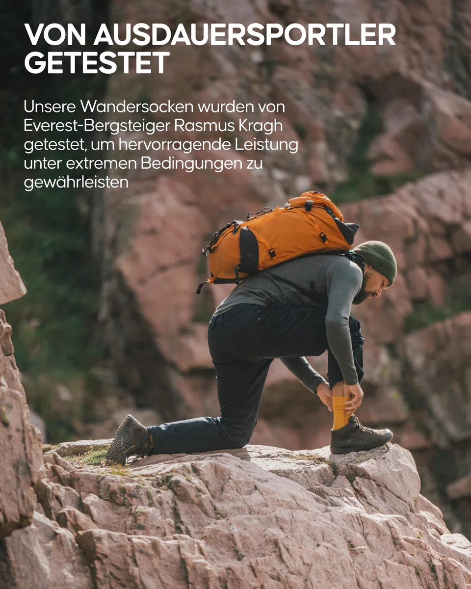 DANISH ENDURANCE Leichte Merino Wolle Wandersocken, Warme Wollsocken, Thermo Merino Socken, Gepolstert, Atmungsaktiv, Unisex, für Herren & Damen