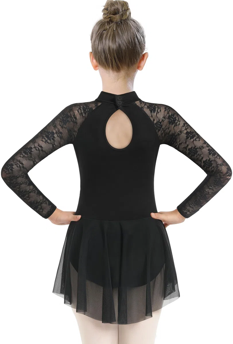 Ballettanzug Mädchen Spitze Ärmellos Tanz Trikot für Ballett Langärmelig Turnanzug Tanz-Body aus Baumwolle Kinder Little Girls Gymnastik Trikot Dancewear