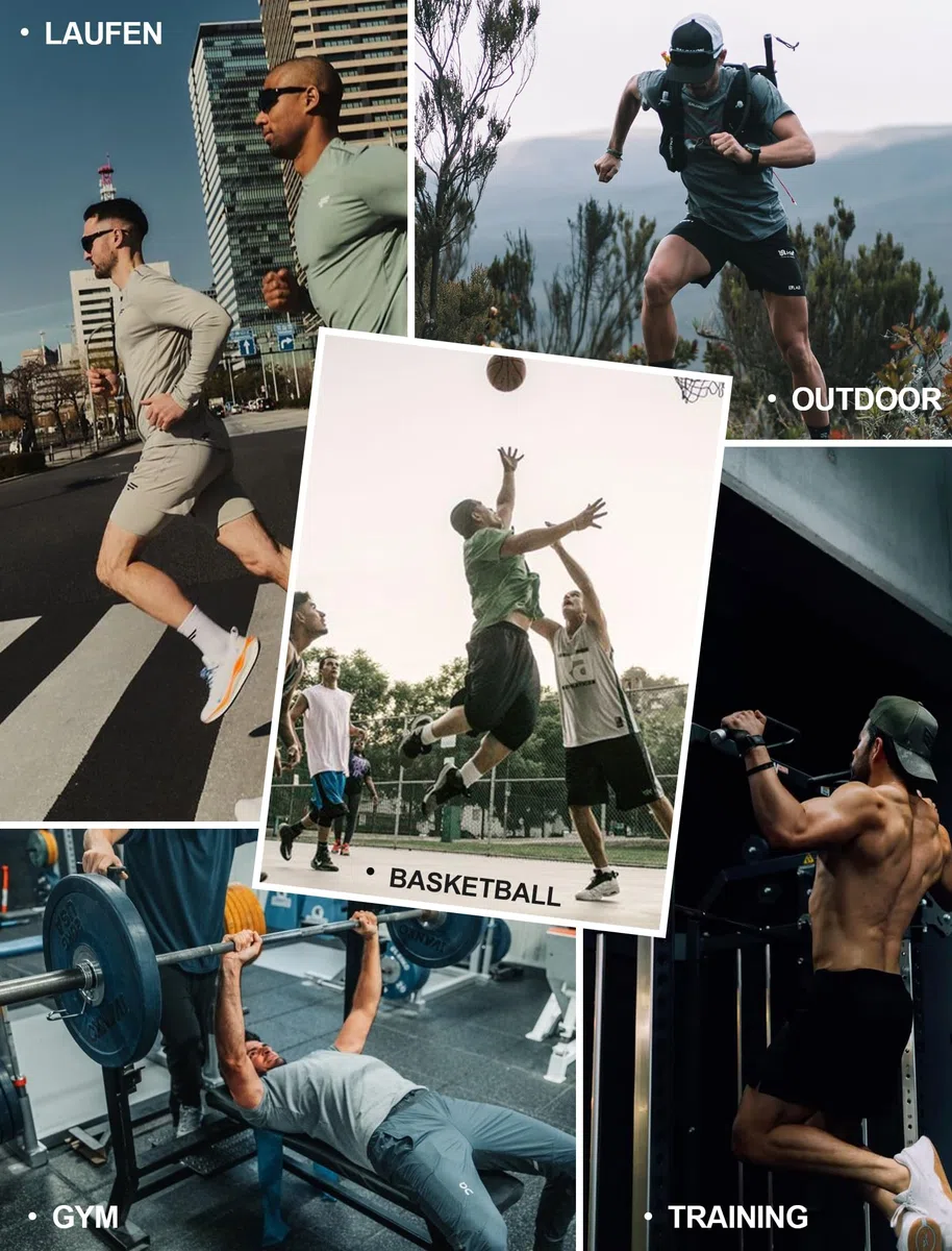 Sport Tshirts Herren Trainingsshirt Atmungsaktiv Laufshirt Funktionsshirt Kurzarm Sportshirt Schnelltrocknend Gym Shirt Farbverlauf Fitness Running Tops