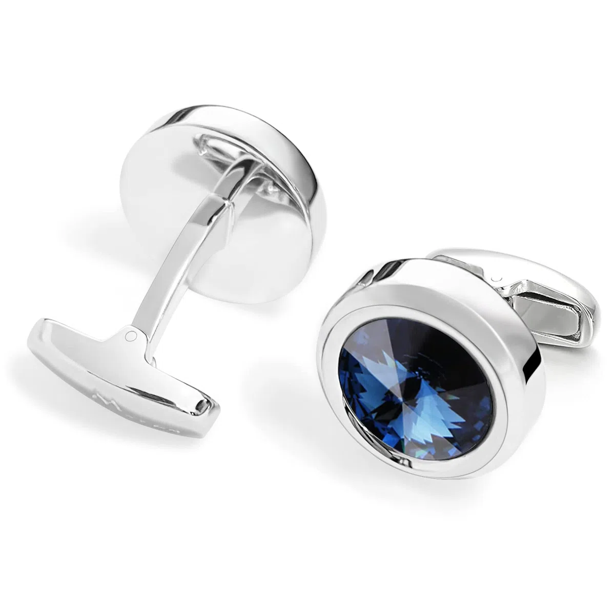 Merit Ocean Eleganten Stil Manschette Link Super glänzend Swarovski Marineblau Blau Kristall Circular Manschettenknöpfe Herren mit Geschenkbox