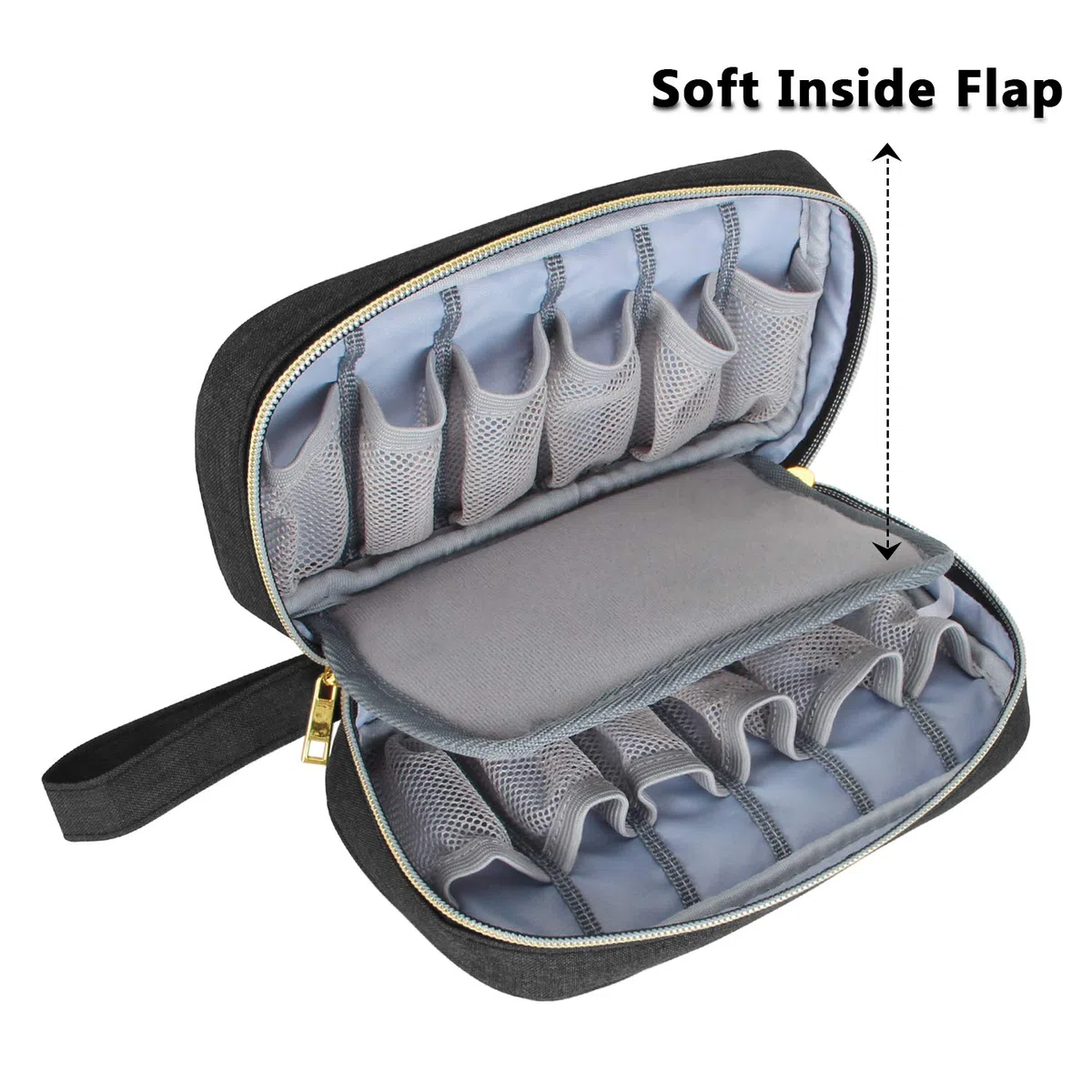 Luxja Ätherische Öle Aufbewahrung - Hält 12 Flaschen (5ml-15ml, Auch für Rollerflaschen), Öl Tasche für Zubehör, Schwarz