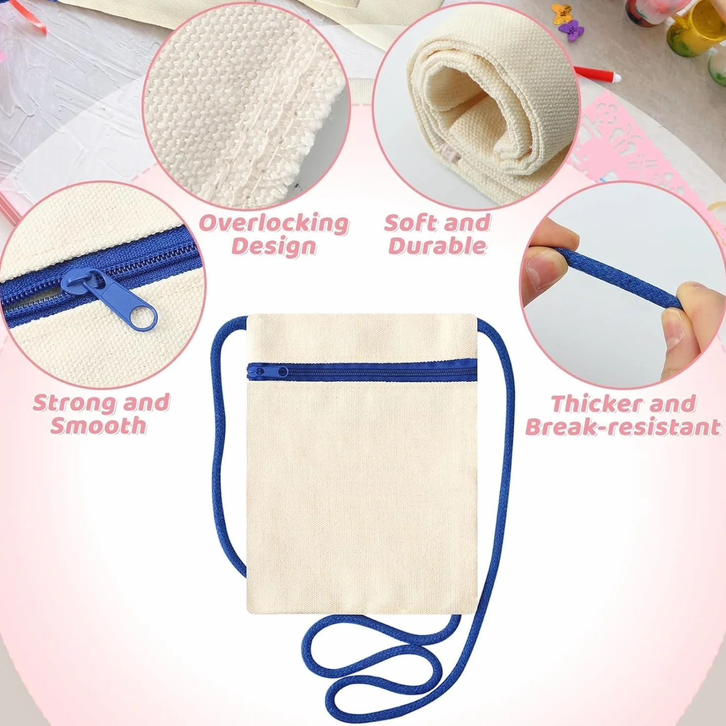 12 Stück Stoffbeutel zum Bemalen, 17 x 13 cm DIY Umhängegeldbeutel, Stofftaschen Stoffbeutel zum Bemalen, Stofftasche Klein für Party, Schule, Geschenk