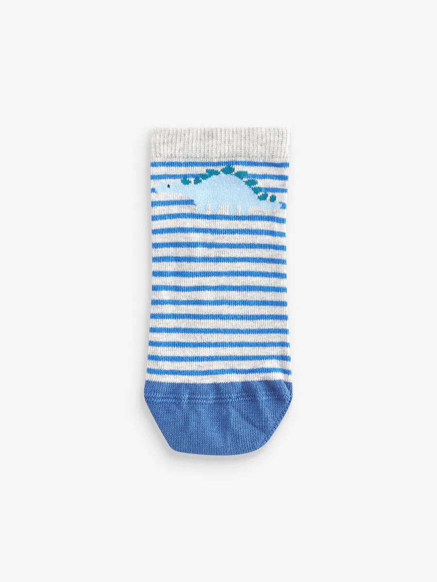 NEXT Jungen Sneaker-Socken mit hohem Baumwollanteil, 7er-Pack Blue Dinos 26.5-30.5