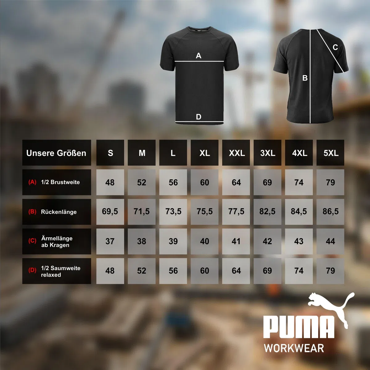 PUMA Workwear Herren Shirt aus 100% Baumwolle - Strapazierfähiges und atmungsaktives Gewebe - Bequeme Passform - Rundhalsausschnitt - T-Shirt für Handwerk Logistik und Werkstatt