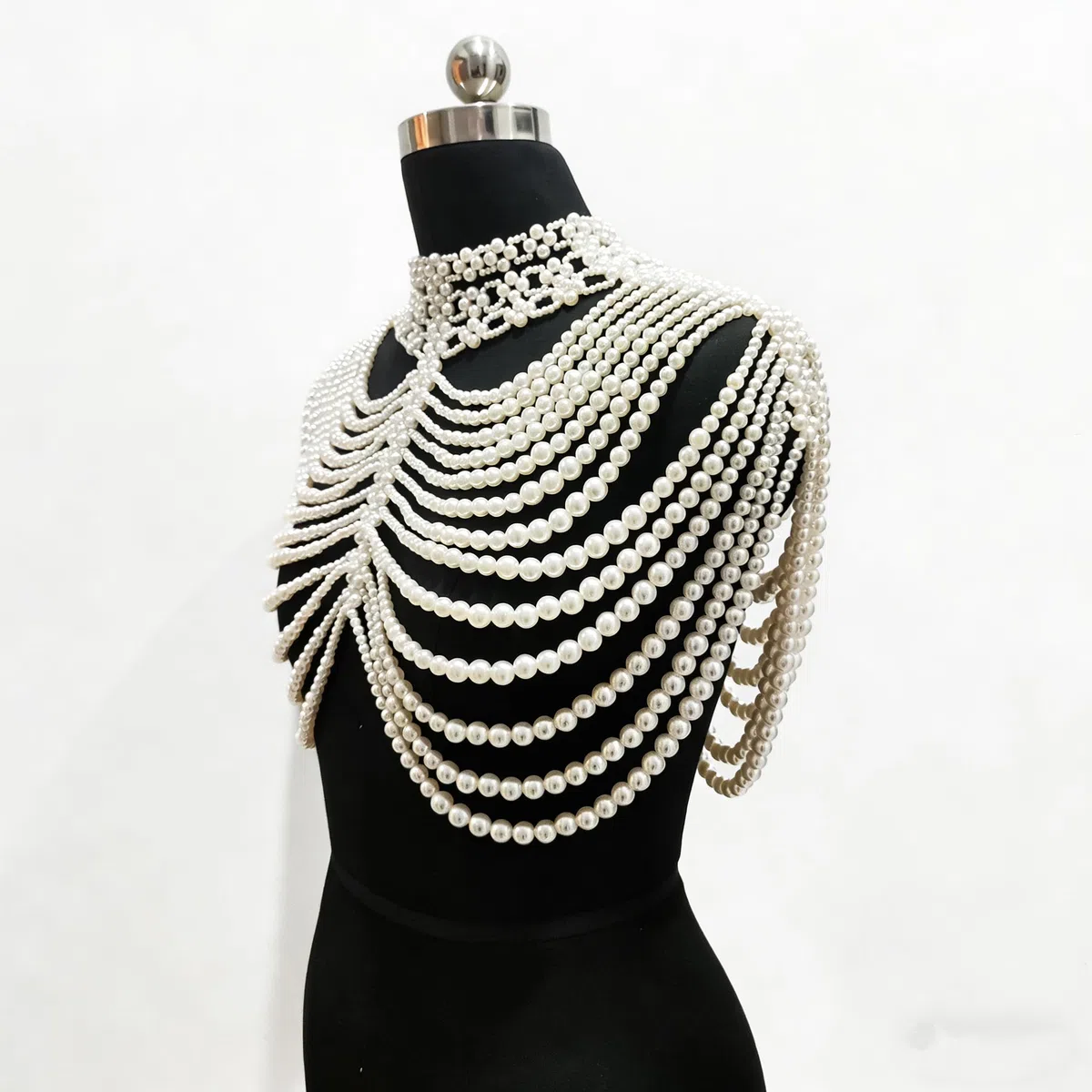 Vintage-Perlen-Umhang Damenschal Perlen-Capelet Braut Hochzeit Steampunk