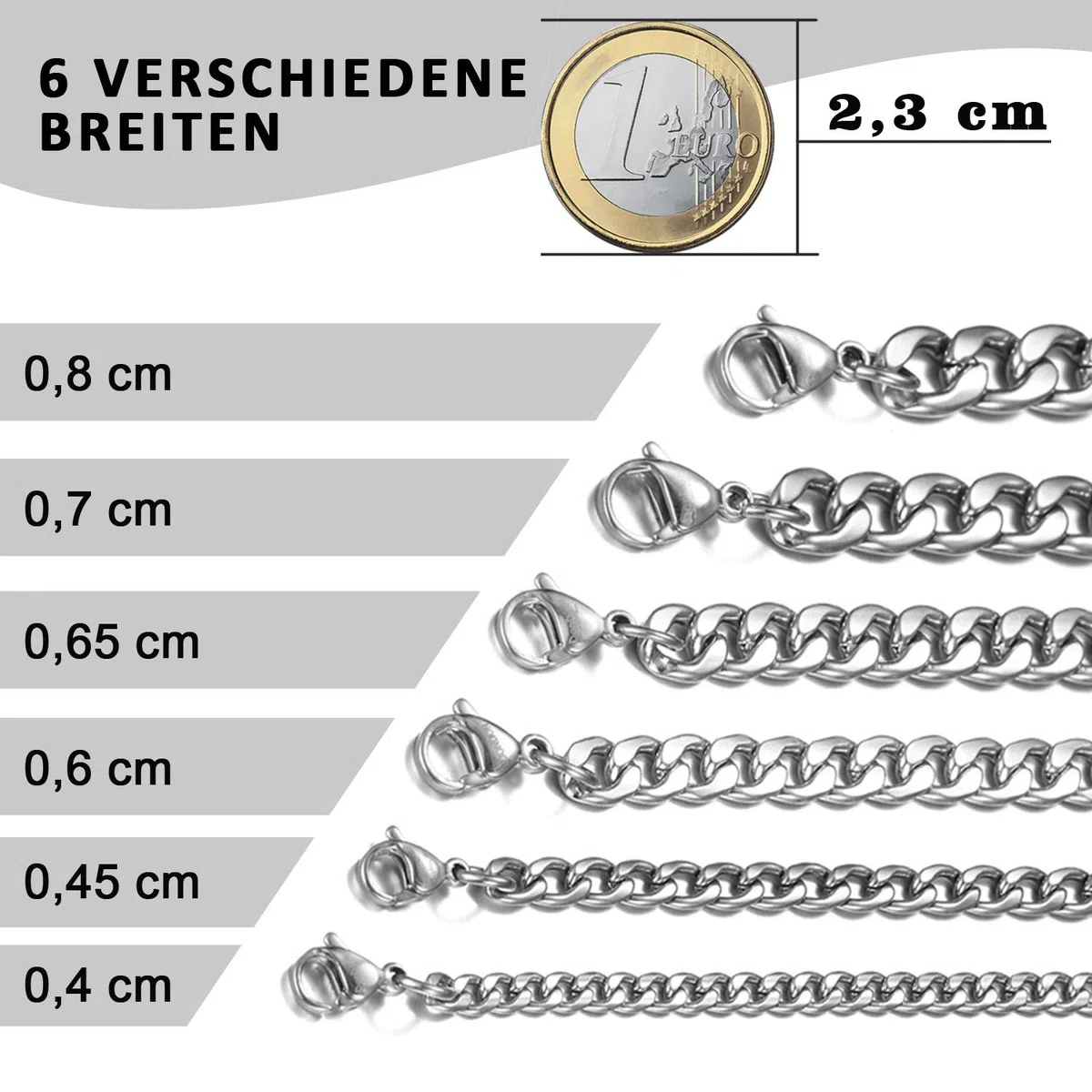 DonDon Herren Halskette Panzerkette Edelstahl