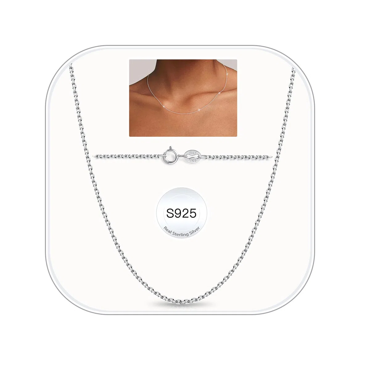 FUNEIA Sterling Silberkette Damen 925 Ohne Anhänger Wasserfest Echt Reines Silber Kette 1.1/1.3mm Breite Glänzende Halskette Kordelkette Silberne Schmuck Geschenke für Frauen Mama 40cm/45cm/50cm/55cm