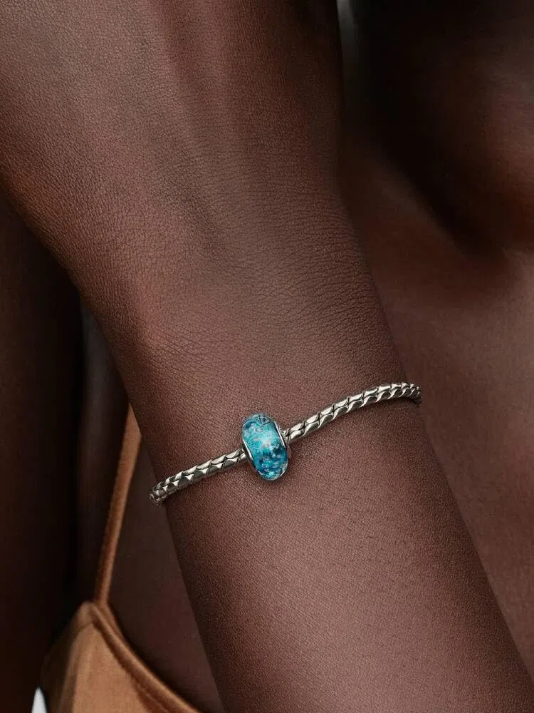 PANDORA Sterling Silber Charm Türkis Muranoglas Glitter