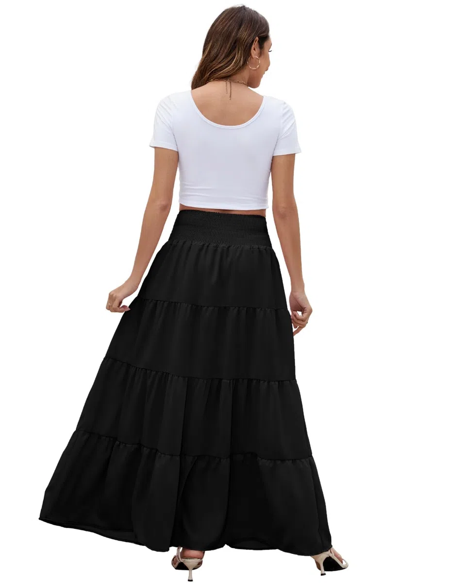 Rock Lang Damen 2 in 1 Sommerrock Elastische Taille und Elegante Strandrock Geeignet für Lässige Strandszenen S-XXL