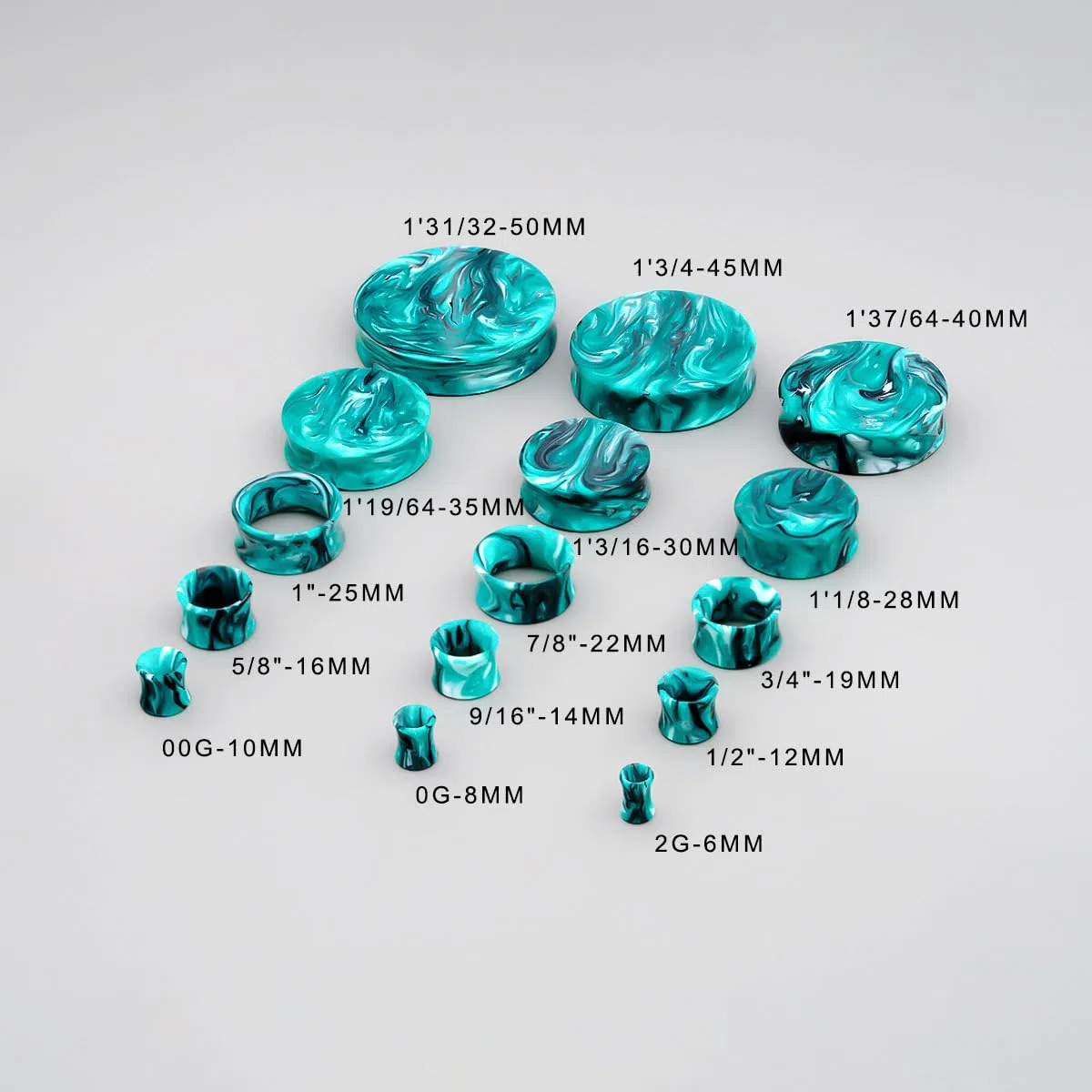 COOEAR Ohrstöpsel Tunnel Piercing Messgeräte für Ohren, Doppel ausgestellte Expander Bahren, 2 Paar bunte Acryl Ohrringe.