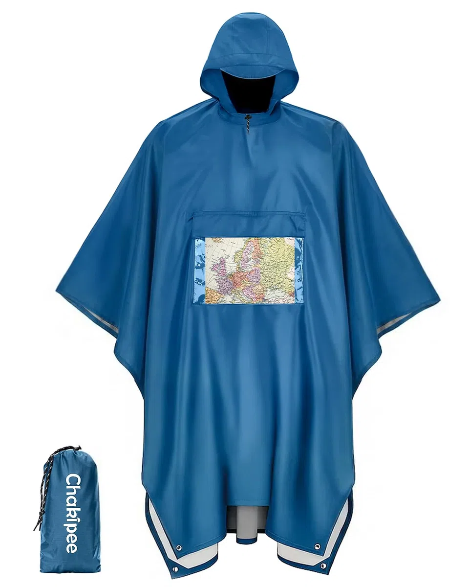 Regenponcho Wasserdicht Erwachsene Wiederverwendbar Regencape Leichtgewicht mit Transparenter Tasche, Packbarer Rain Poncho Mehrzweck für Reisen, Wandern, Camping, Festivals