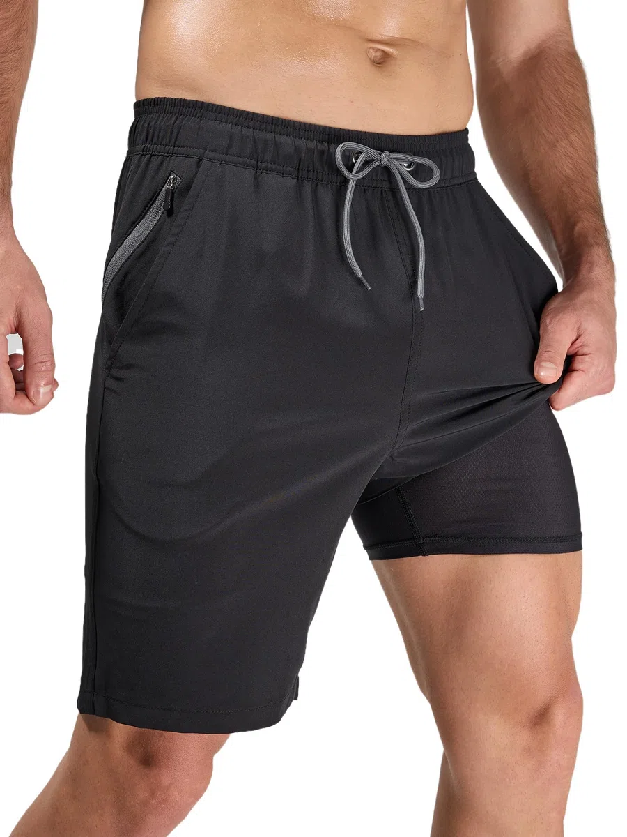 Arcweg Badehose Herren Lang 2 in 1 Badeshorts mit Kompression Liner – Schnelltrocknend, Atmungsaktiv, mit Reißverschlusstaschen und Verstellbarem Tunnelzug für Schwimmen, Surfen