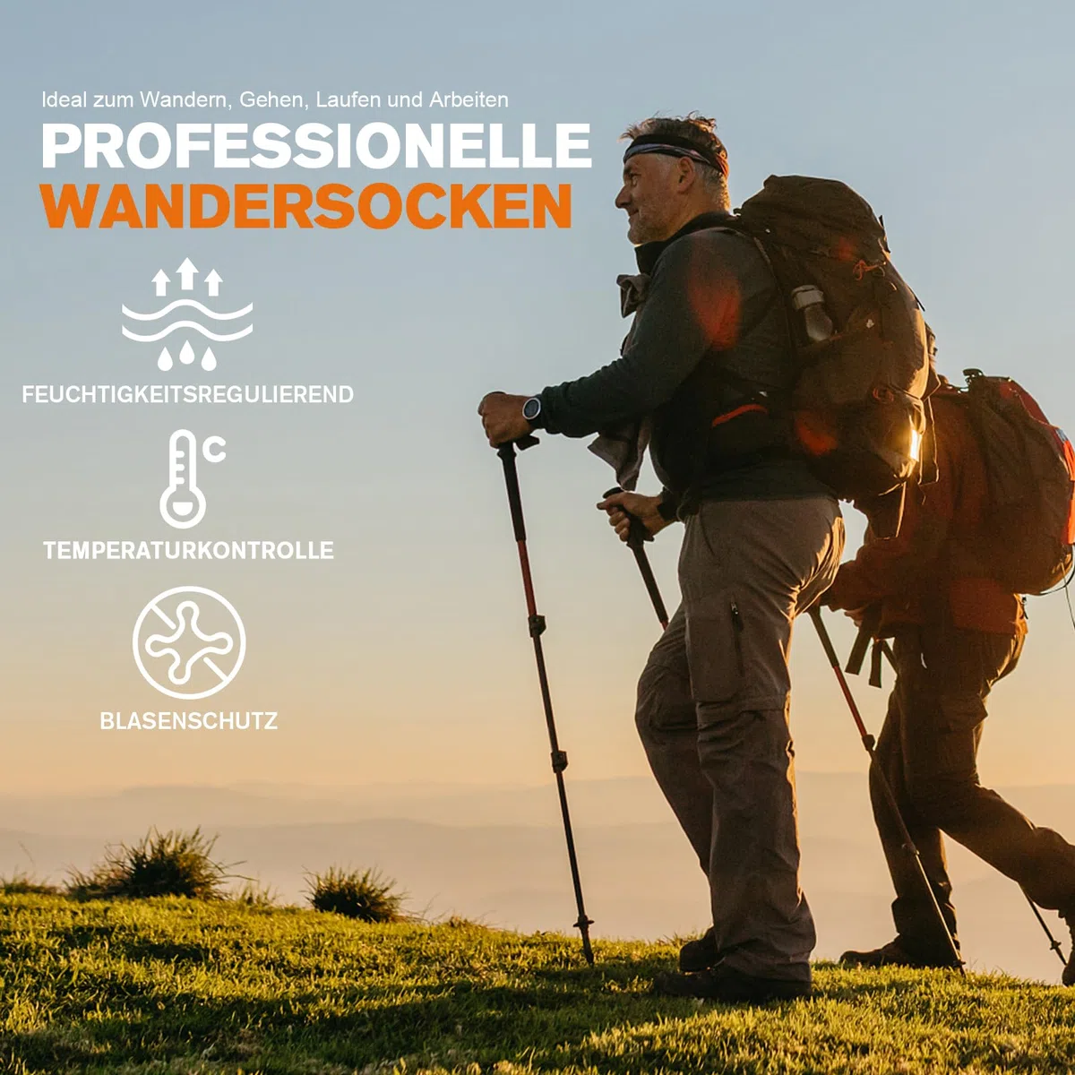 Niorasen Merino Wandersocken Herren Damen, Sommer Outdoor Socken Trekkingsocken, Merinowolle Socken, Sportsocken Laufsocken Tennissocken Arbeitssocken Atmungsaktiv Anti-Blasen & Gepolstert 3 Paar