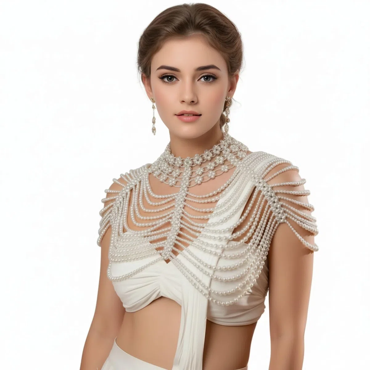 Vintage-Perlen-Umhang Damenschal Perlen-Capelet Braut Hochzeit Steampunk