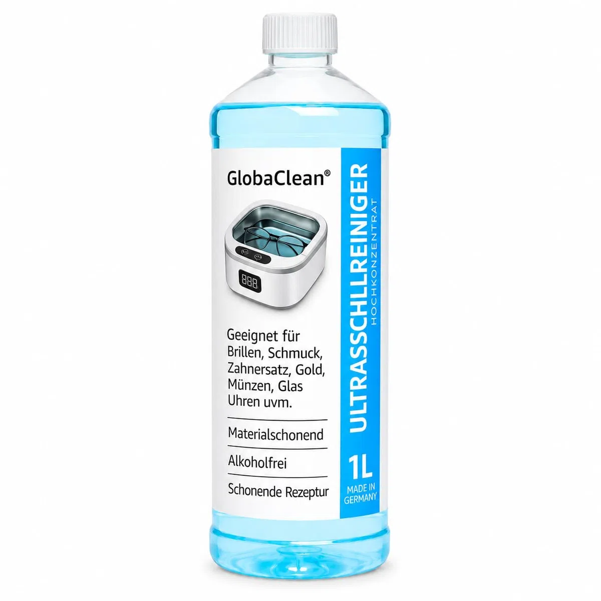 Ultraschallreiniger Konzentrat 1 L - Ultraschall Reinigungsmittel für Brillen, Schmuck, Zahnersatz, Werkstatt - Ultrasonic Cleaner