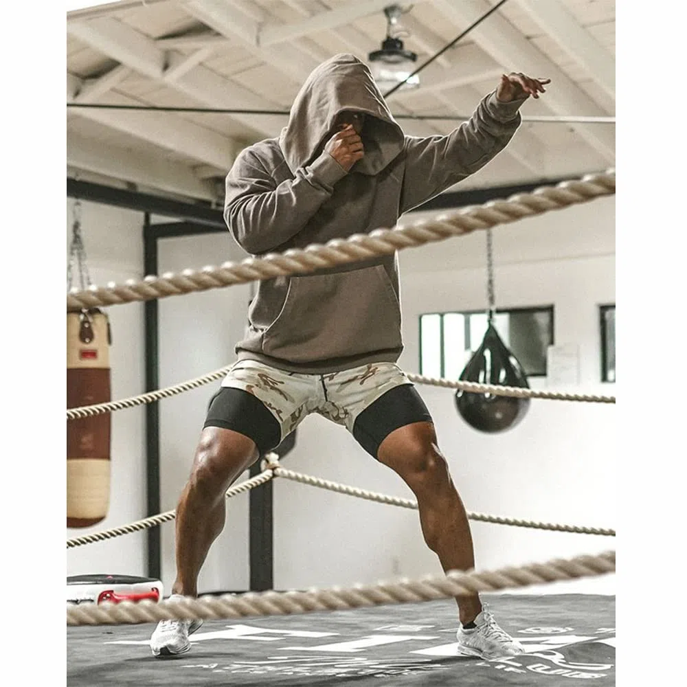 MANLUODANNI Sporthose Herren kurz 2 in 1 Kompression Liner Laufhose