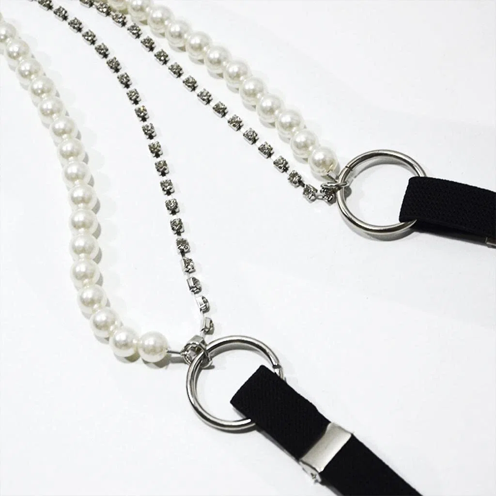 Punk Stil Hosenträger Frauen Y-Form Metall Clips Einstellbare Perle Gurt