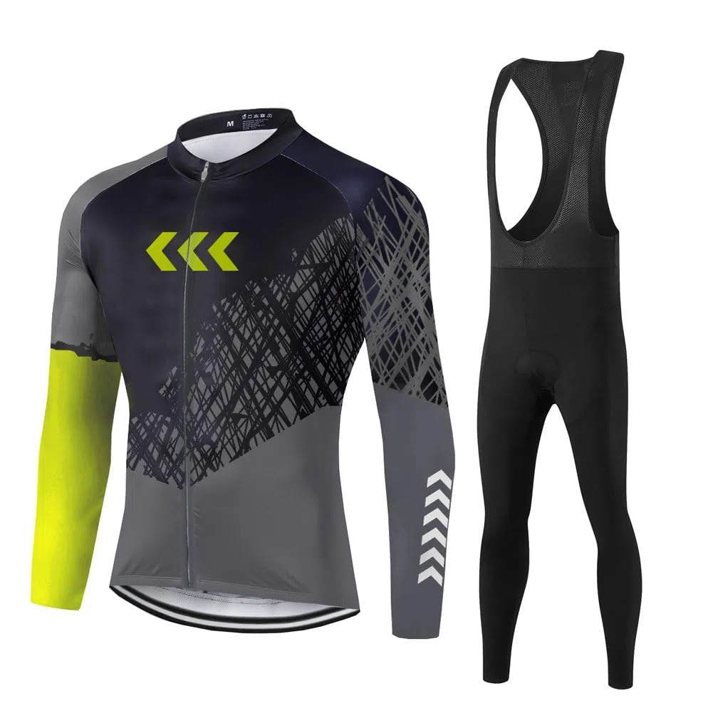 UGLY FROG FBAFu Set Langarm Herren Thermische Fleece Winter Fahrradbekleidung Radsportanzüge Fahrradtrikot mit Thermofleecefutter Fahrradhose mit Sitzpolster + 9D Gel für Radfahren MTB Outdoor