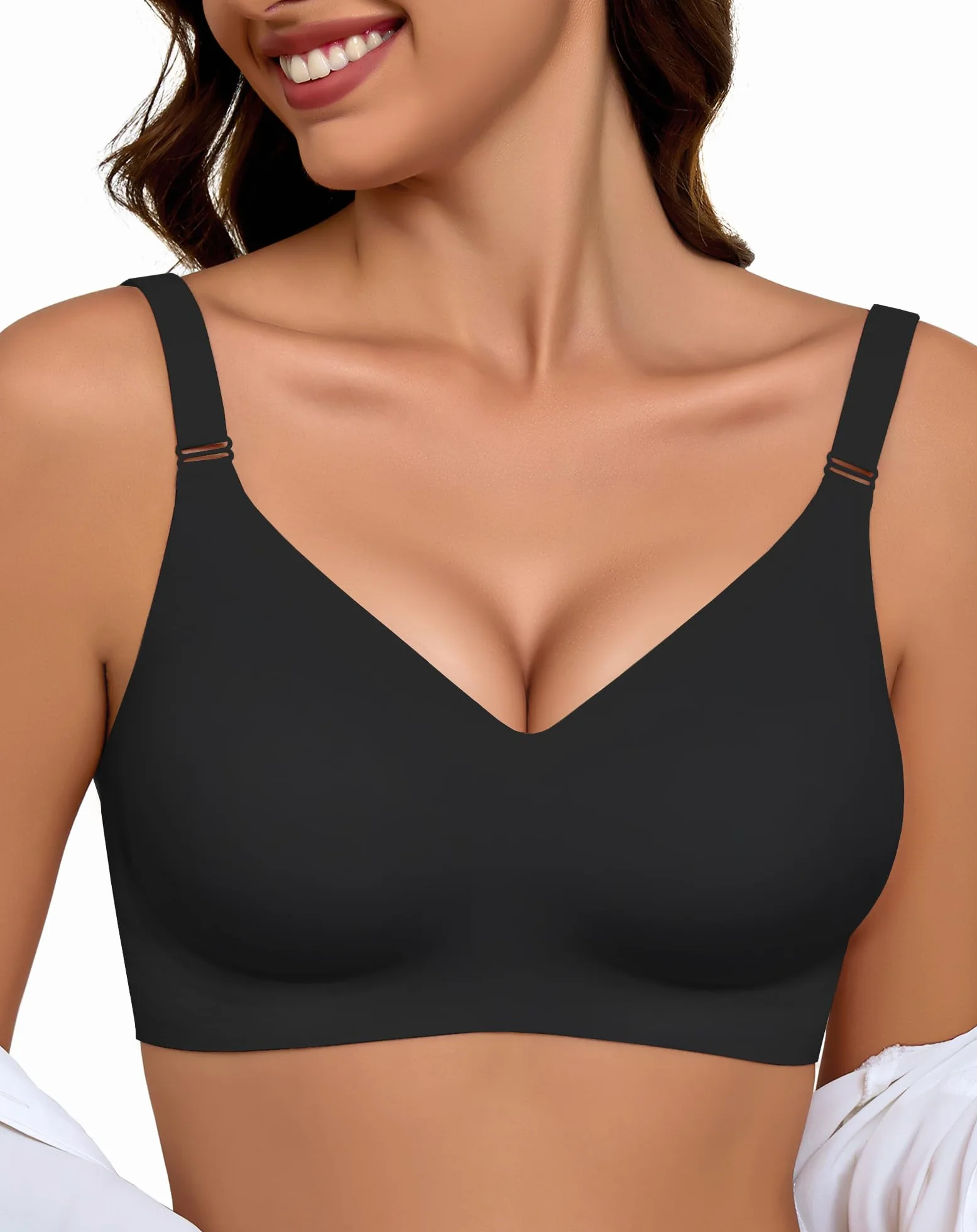 BH Damen Ohne Bügel Push Up BH Gepolstert Soft Nahtloser BHS Seamless Bequemer T-Shirt BH Komfort Vollschalen Bra Klassische Bustier Starker Halt Bralette für Noamale und Große Brüste