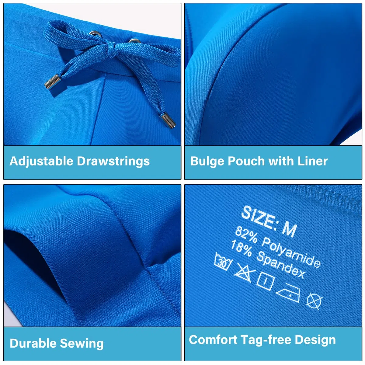 Badeslip Herren - Eng Kurz, Badehose mit Tunnelzug Klassische Schwimmhose für Pool, Strand und Schwimmbad