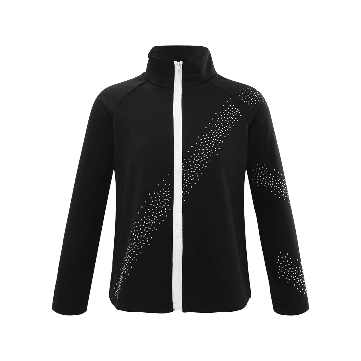 iiniim Mädchen Eiskunstlauf Jacke Sweatjacke Sport Jacke mit Strass Trainingsjacke Mantel Oberteile Eislaufen Training Wettbewerb Tanzkostüm